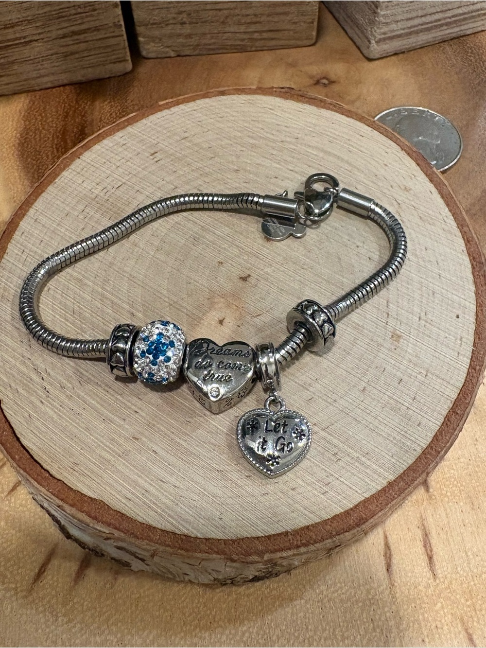 Disney Elsa Charm Bracelet with Blue Crystal Accent🩵✨